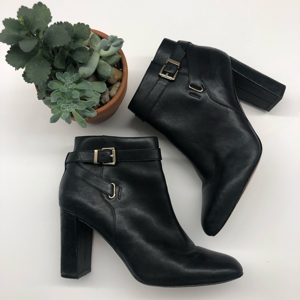 Black high heeled booties